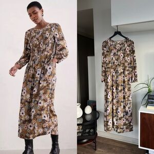 Seasalt Cornwall Yellow Meadowsweet New Floral Maxi Boho Dress Sz 8
